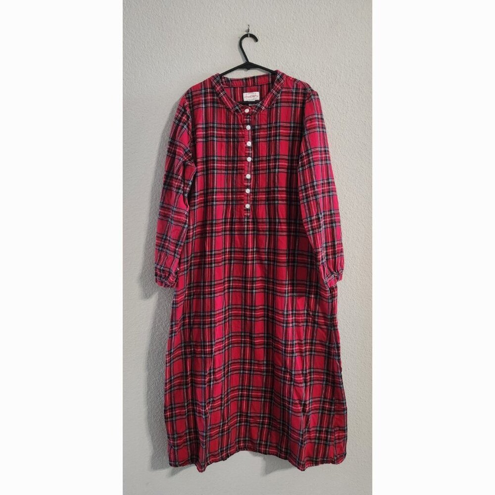 Lanz of Salzburg Women’s Red Plaid nightgown dress size small